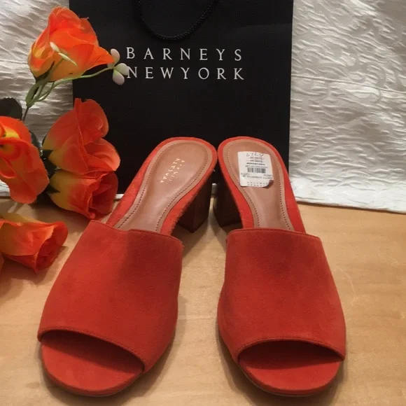 Barneys New York Red Slide Sandals Barneys New York + Suede Double-Band Slides main image 2